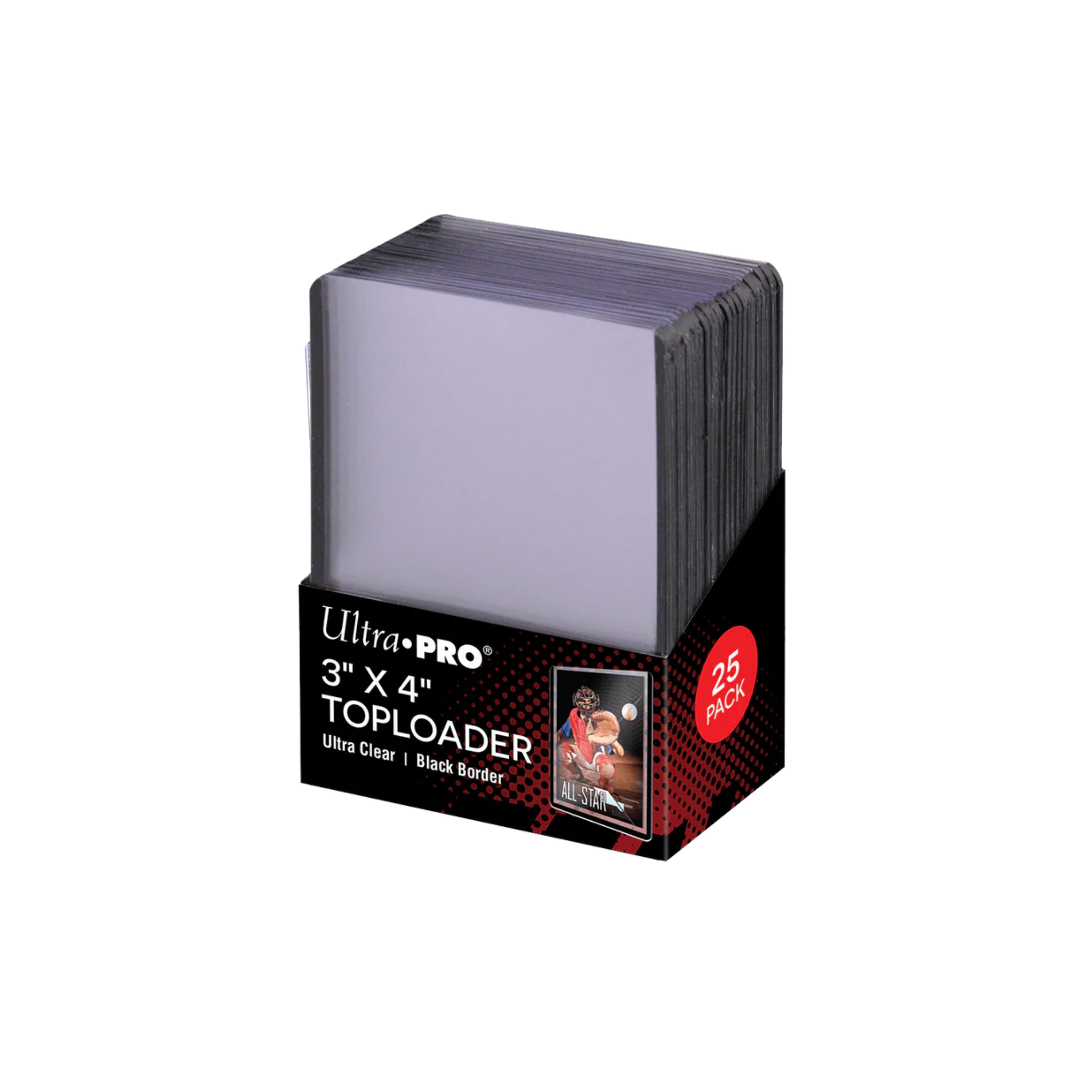 Ultra Pro 3" x 4" Black Border Regular Toploaders for Standard Size Cards (25ct)
