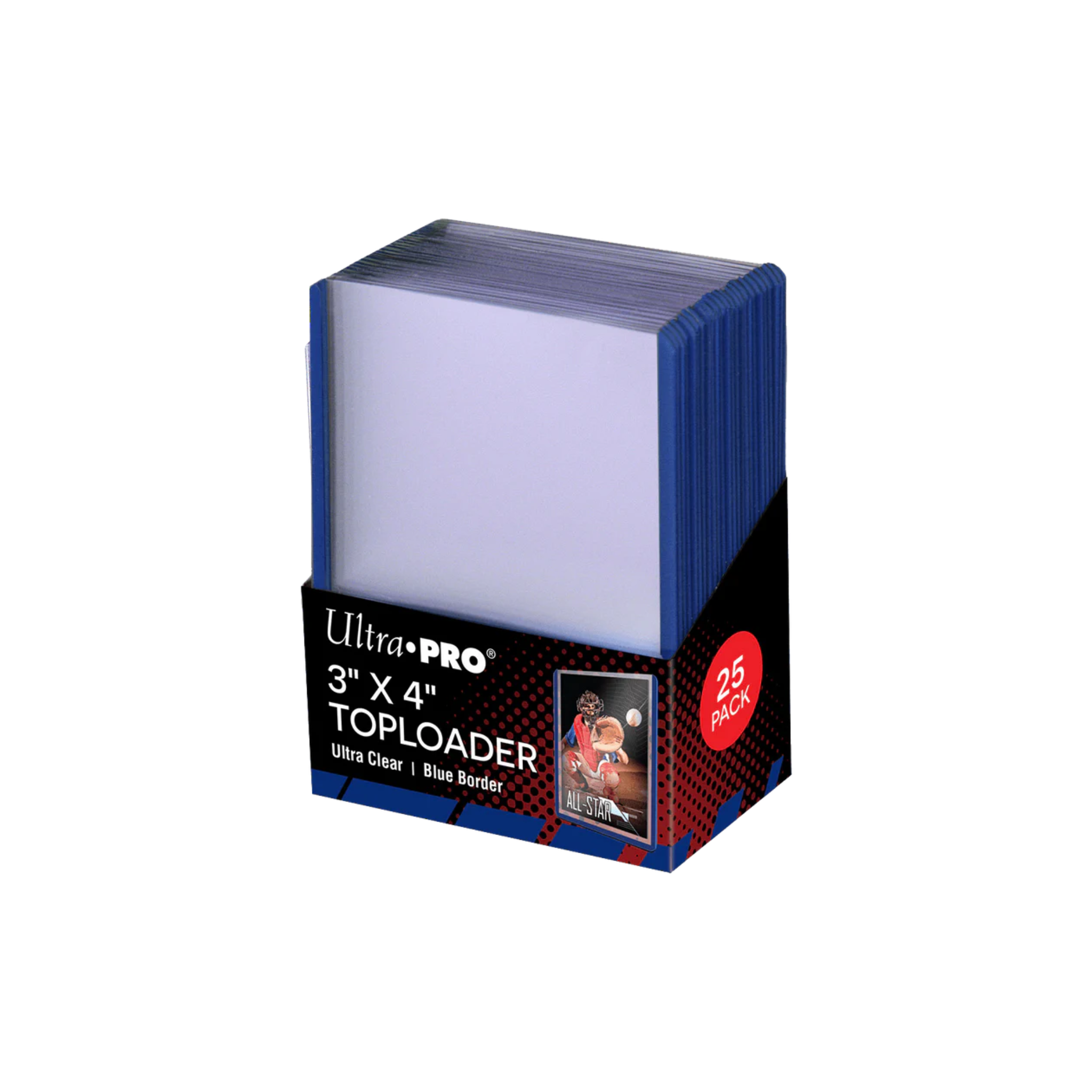 Ultra Pro 3" x 4" Blue Border Regular Toploaders for Standard Size Cards (25ct)