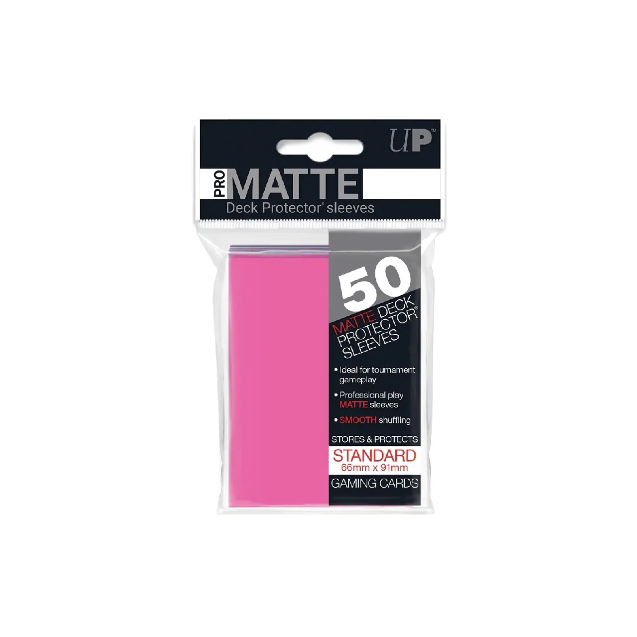 Ultra Pro 2.5" x 3.5" Matte Standard Deck Protector Bright Pink Sleeves (50 Sleeves)