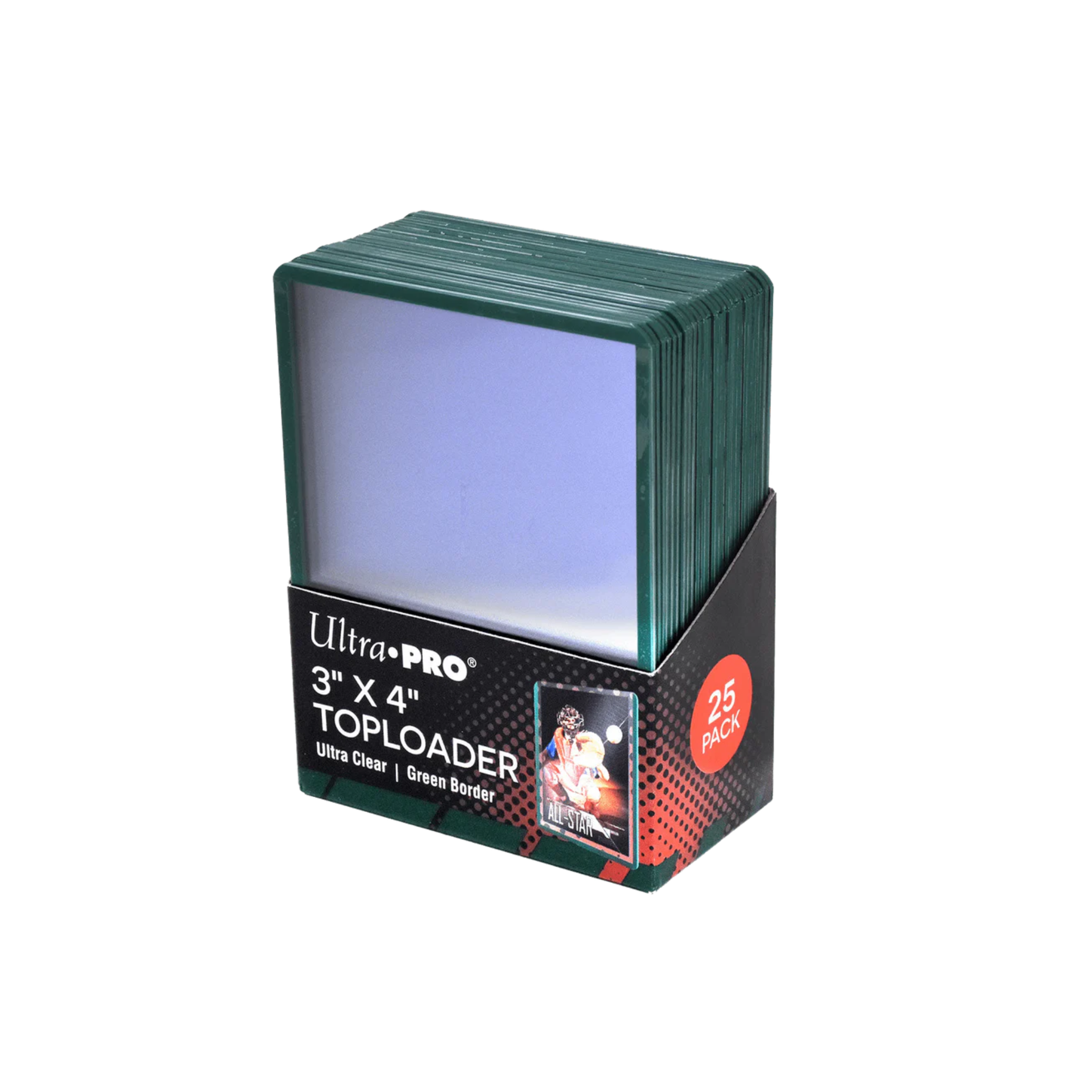 Ultra Pro 3" x 4" Green Border Regular Toploaders for Standard Size Cards (25ct)