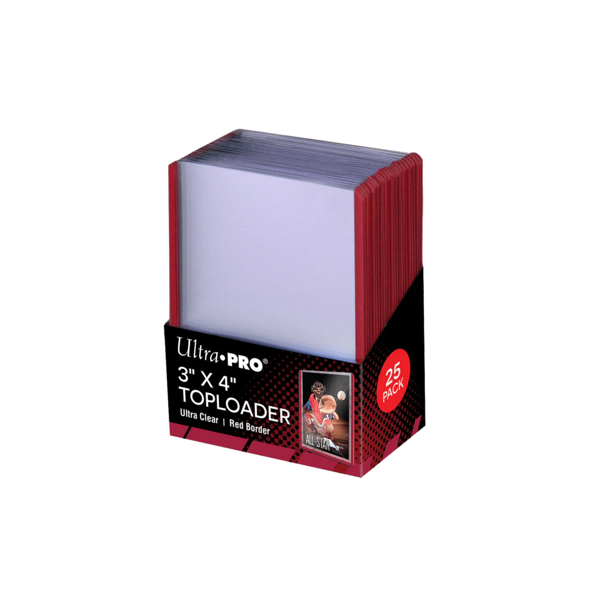 Ultra Pro 3" x 4" Red Border Regular Toploaders for Standard Size Cards (25ct)